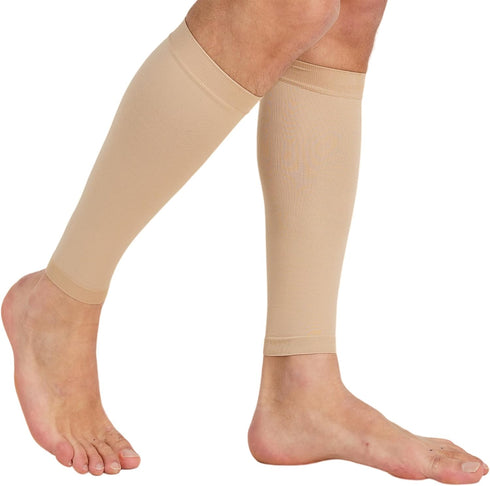 MGANG Plus Size 3XL Calf Compression Sleeve, 2 Pairs 20-30mmHg Unisex Leg Compression Socks for Pain Relief, Beige