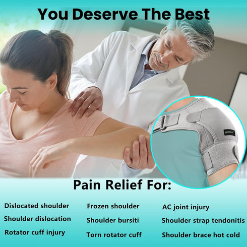 Shoulder Brace for Torn Rotator Cuff Recovery, Adjustable Fit Sleeve Wrap for AC Joint Pain Relief, Small, Gray