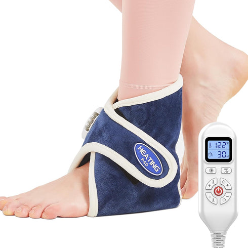 AOBOCO Ankle Heating Pad for Pain Relief - Adjustable Heated Ankle Brace for Plantar Fasciitis/Achilles Tendinitis with