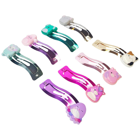 Kids Hair Clips for Girls, 8 Pack Multi Color Snap Clips for Ages 3+