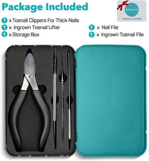 Toenail Clippers for Thick Nails for Seniors, Heavy Duty Toe Nail Clippers Kit with Long Handle for Men & Elderly