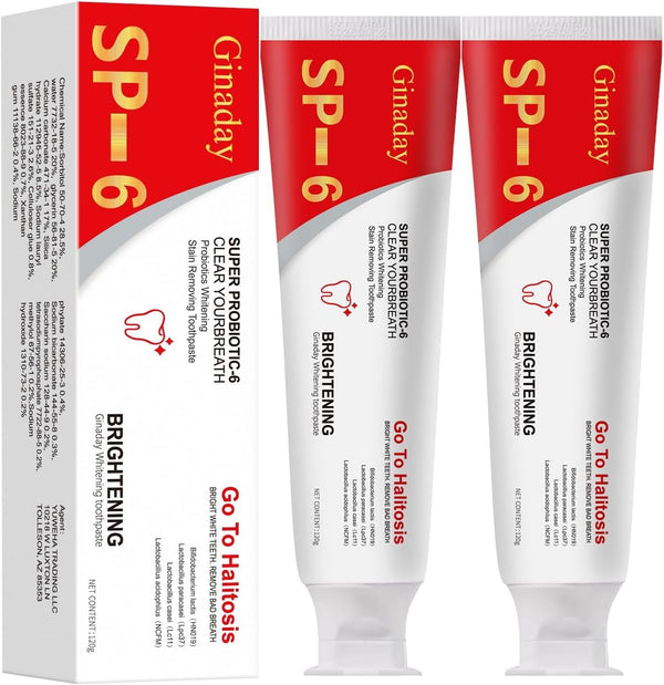 2 Pcs SP-6 Ultra Whitening Toothpaste, Deep Cleaning Care for Fresh Breath, Brightening Probiotic Toothpaste