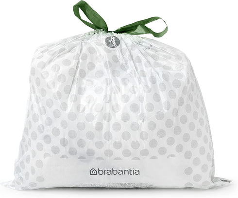R/9.5 (40 Brabantia PerfectFit Trash Bags (Size Gal) Thick Plastic Trash Can Liners with Drawstring Handles Bags)