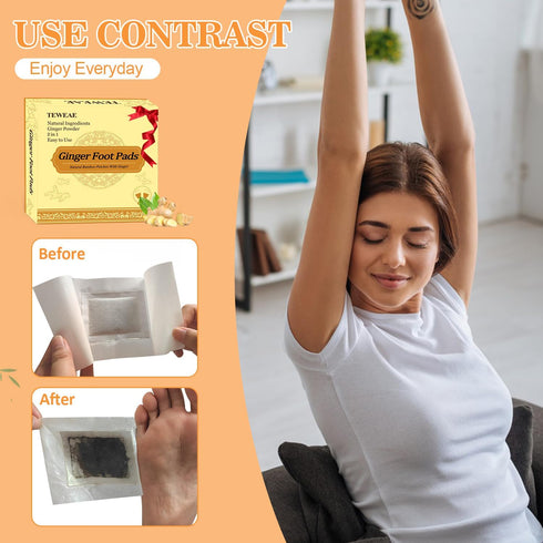 2 in 1 Ginger Foot Pads, 40 Pads Tear and Use, Premium Natural Ingredients with Adhesive Pads Sheet