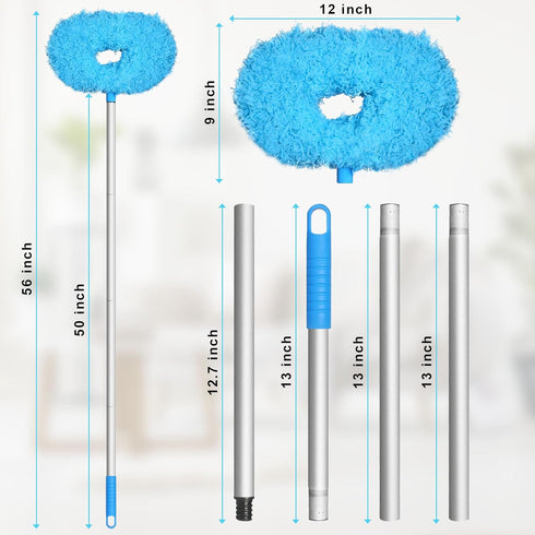 Eunice Ceiling Fan Duster with Extension Pole, Adjustable Fan Cleaner Blade for High Ceiling, Blue