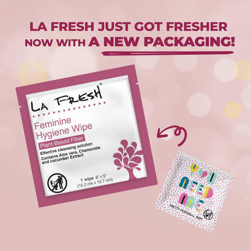 Pack 50 LA Fresh Feminine Wipes with Aloe Vera, Chamomile Extract, Cucumber, and Vitamin E - of ct Wipes for Women