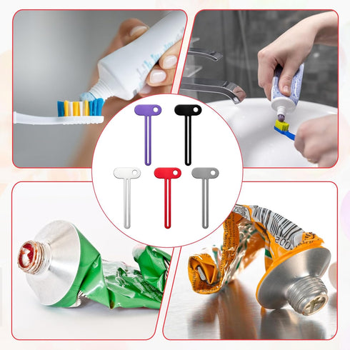 HJZHII 10 Pcs Metal Toothpaste Squeezer, Tube Squeezer Tool Toothpaste Roller Tube Wringer for Extruding Toothpaste