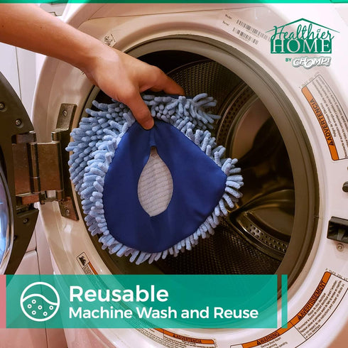 CHOMP! Microfiber Mop Refill Pack: 5 Minute CleanWalls 2-Pack Giant Noodle Blue Duster, Reusable Washable Dusting Pads