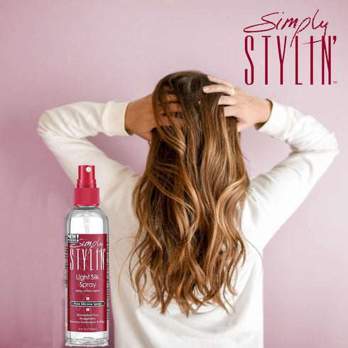Simply Stylin Light Silk Spray Pure Silicone Hair Protection Serum for Long and Shiny Hair, 4 fl oz with 2 Small Hair