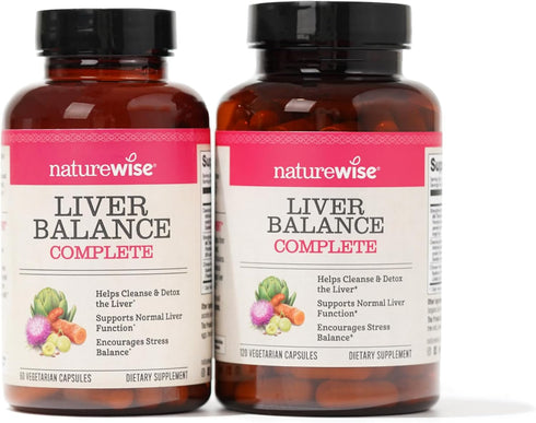 NatureWise Liver Balance Detox Supplement, Triple Repair Formula with Milk Thistle, Vegan - 60 Capsules
