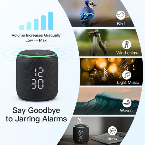 REACHER Sound Machine Alarm Clock for Kids, Portable Sound Machine for Sleep Friendly, Small Rechargable Bluetooth