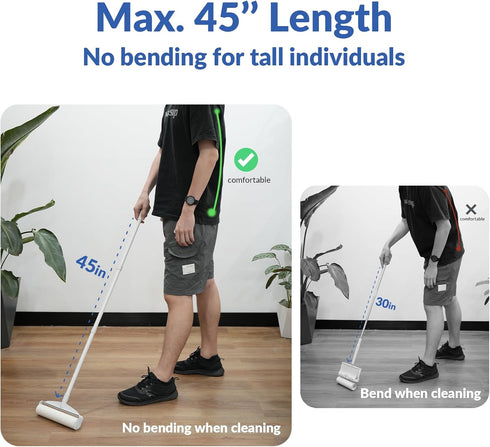 Large Lint Rollers for Carpet, DELOMO Sticky Rollers for Floor, 9.45 in with 3 Extendable Handle for Cleaning Carpets,