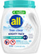 All Mighty Pacs Laundry Detergent, Free Clear Odor Relief, Tub, 56 Count
