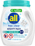 All Mighty Pacs Laundry Detergent, Free Clear Odor Relief, Tub, 56 Count