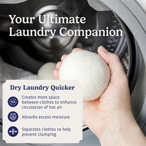Handy Laundry Wool Dryer Balls - Natural Fabric Softener, Reusable, Pack of 6, Reduces Wrinkles & Saves Time