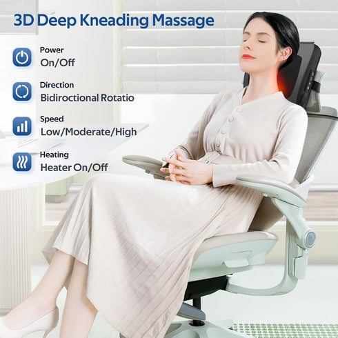 Back Massager with Heat, Shiatsu Deep Tissue Electric Massage Pillow for Back, Neck, Shoulders, Legs, Foot, Body Muscle