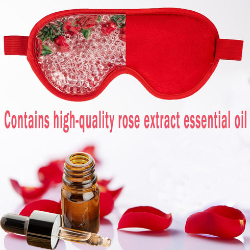 LEOSTEP 4 PCS Cooling Eye Mask Set - Ice Face Mask with Rose Essential Oil, Reusable Gel Pads for Eyes Puffiness,
