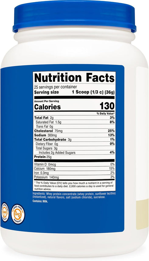 Nutricost Whey Protein Concentrate, Vanilla, 2LBS
