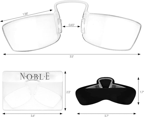 Noble Small Reading Glasses, 3 Pack Rimless Readers with 3 Wallet Holders and 1 Cell Phone Case