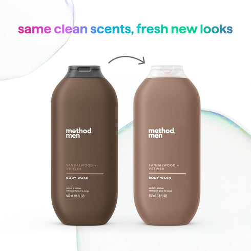 Method Men Body Wash, Sandalwood + Vetiver, 18 fl oz, Paraben and Phthalate Free (Pack of 1)