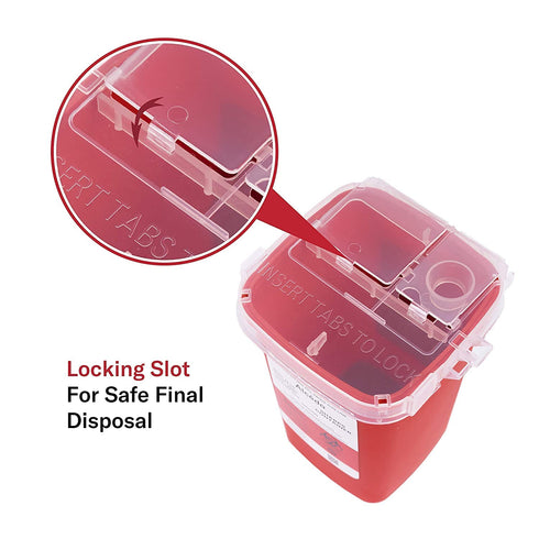Alcedo Sharps Container for Home Use, 1 Quart (5-Pack) Biohazard Needle Disposal Portable Container