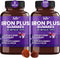 Iron Gummies Supplements for Adults & Kids, Grape Flavor for Anemia, Energy & Focus - 200 Count