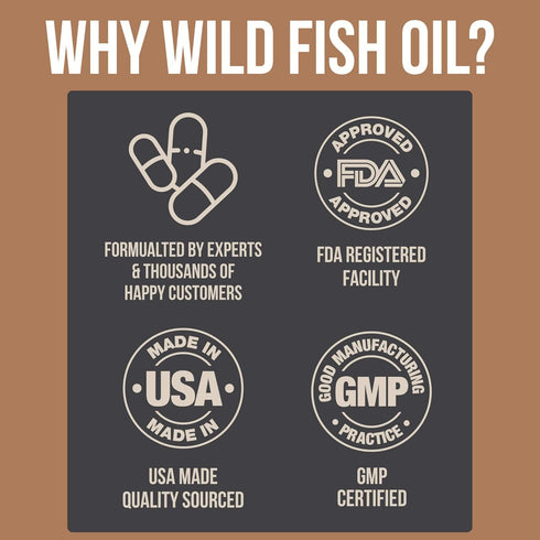 Wild Foods Omega 3 Fish Oil Supplement, 120 Capsules (1 pk), Wild Caught, Burpless, Odorless, Non-GMO, Triple Strength