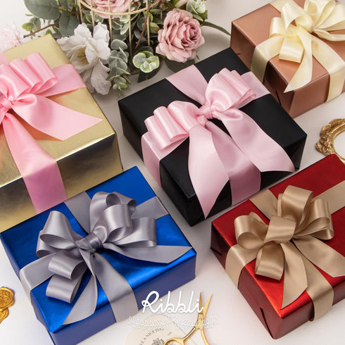 Ribbli Double Faced Pink Satin Ribbon, 1” x Continuous 25 Yards for Bows, Gift Wrapping, Baby Shower