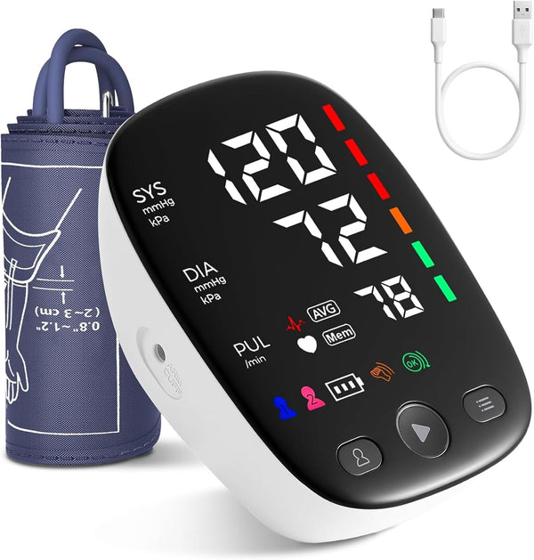Upper Arm Blood Pressure Monitor with Wide Range Cuff that fits Standard