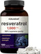 NatureBell Resveratrol Supplement 1000mg, 180 Veggie Capsules, 99% Pure Trans-Resveratrol for Healthy Aging Support