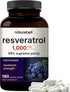 NatureBell Resveratrol Supplement 1000mg, 180 Veggie Capsules, 99% Pure Trans-Resveratrol for Healthy Aging Support