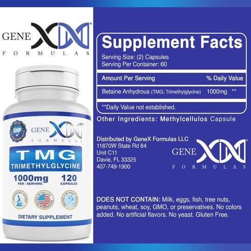 GENEX 1000mg TMG Supplements, 120 Capsules - Liver Supplement for Healthy Homocysteine Levels