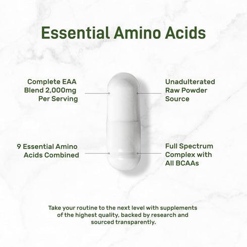 Essential Amino Acids (EAA) 2000mg, 300 Capsules for Lean Muscle Support
