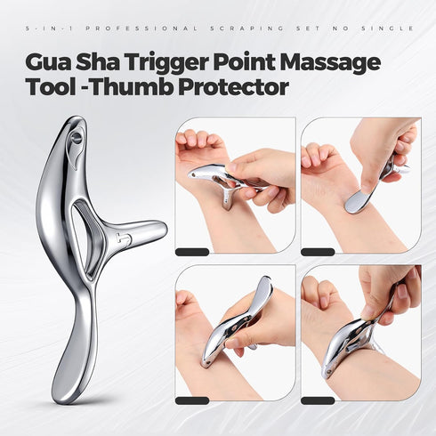 Outus 4 1 Set, Set in Stainless Steel Muscle Fascia Scraper Tool Gua Sha Muscle Scraper for Soft Tissue Mobilization