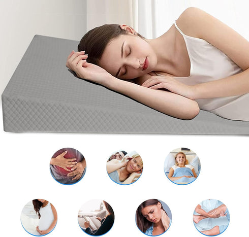 XINSURUJIAN Bed Wedge Pillow Triangle Belt Foam for, Knee, Small Leg, Reading, Maternity (Grey)