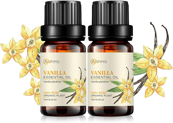 2-Pack Vanilla Essential Oil - 100% Pure Organic Natural Plant for Diffuser, Aroma, Spa, Massage - 2x10ML