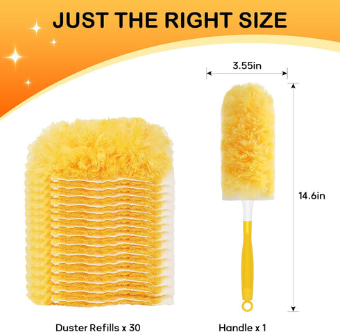 SetSail 30 Count 1 360 Duster Refills for Swiffer Duster with Handle Dusters for Cleaning Disposable Duster Refill