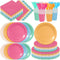 Zhehao 175 Pcs Candy Colors Party Supplies Set Colorful Disposable Tableware Kit with