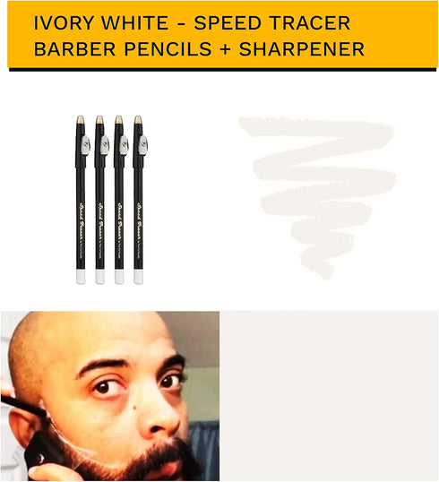 The Cut Buddy White Speed Tracer Barber Pencil, 4 Pack for Beard Shaping Tools & Guides