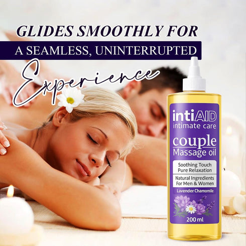 IntiAid 7 Oz Couple Massage Oil for Date Night & Massage Therapy | Sensual Massage Oil with Lavender & Chamomile |