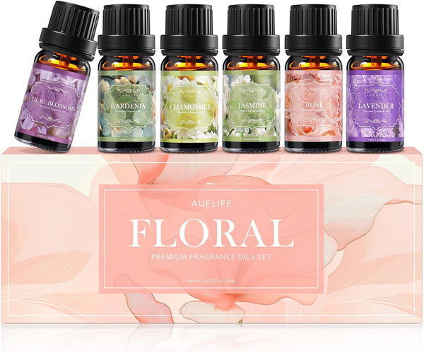 Auelife Floral Essential Oils Set - Mother's Day & Birthsday Gift, 6x10ml