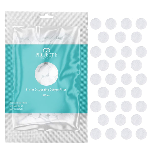 Project E Beauty 500pcs Cotton Filter (11mm) | Microdermabrasion Replacement Filters | Facial Vacuum Accessories