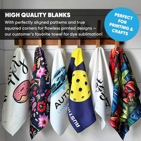 Microfiber Wholesale Sublimation Blanks Towels, Premium Kitchen Towels, Waffle Weave, 16x24 Inches, Pack of 6.