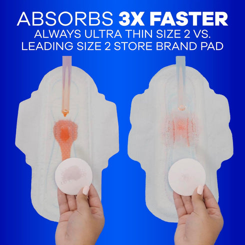 Always Ultra Thin Pads with Wings, Size 2, Long Super, 42 Count