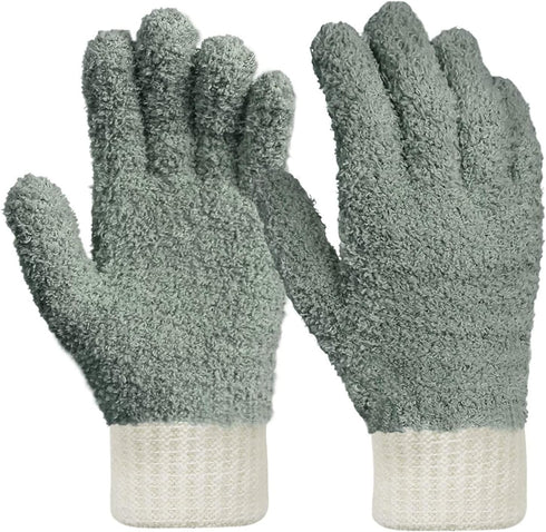 MIG4U Microfiber Dusting Gloves for House Cleaning, Washable Blind Cleaner Duster Tool (Gray, S/M)