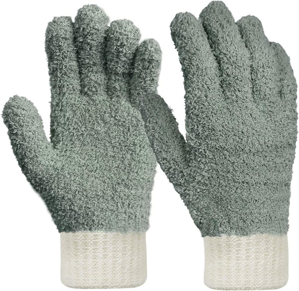 MIG4U Microfiber Dusting Gloves for House Cleaning, Washable Blind Cleaner Duster Tool (Gray, S/M)
