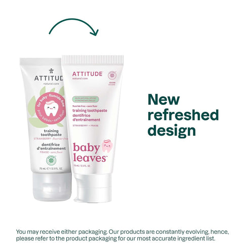 Attitude Baby and Child Fluoride-Free Training Toothpaste, EWG Verified, Vegan, Strawberry, 2.6 Oz