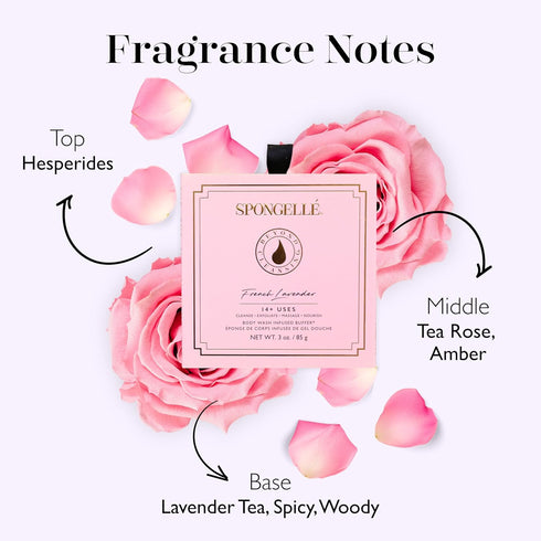 Spongelle French Lavender Wild Flower Buffer Body Scrubber with Box, Bath & Shower Loofah for Women