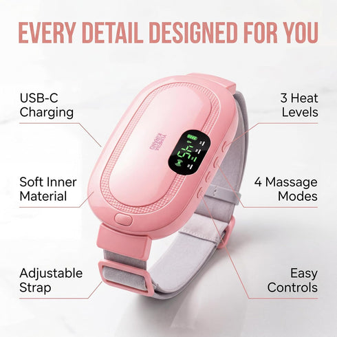 Heating Pad for Period Cramps FSA-HSA Eligible Cordless Portable Electric Wearable Heating Belt with Massage USB