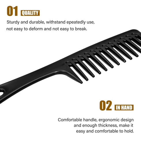 4PCS Wide Tooth Comb, Large Hair Detangling Comb for Curly, Wet, Long Hair, Professional Styling Comb (Black & Blue)